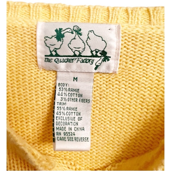 Vintage Quacker Factory Easter Bunny Rabbit Carrot Yellow Orange Sweater Medium - Picture 4 of 6